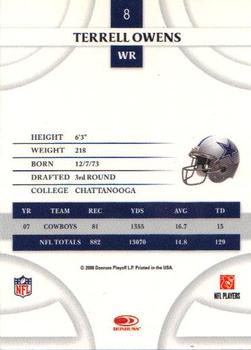 2008 Donruss Threads #8 Terrell Owens Back