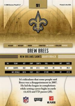 2008 Playoff Absolute Memorabilia #91 Drew Brees Back