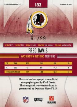 2008 Playoff Absolute Memorabilia #183 Fred Davis Back