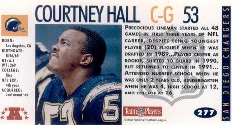 1992 GameDay #277 Courtney Hall Back