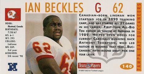 1992 GameDay #140 Ian Beckles Back