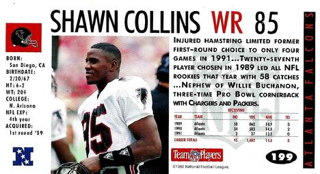 1992 GameDay #199 Shawn Collins Back