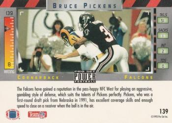 1993 Pro Set Power #139 Bruce Pickens Back