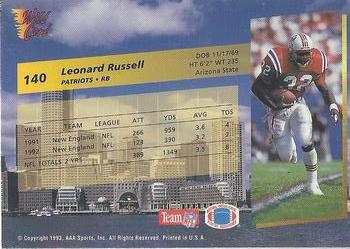 1993 Wild Card #140 Leonard Russell Back