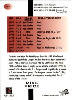 1998 Press Pass #47 Mike Price Back