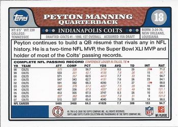 2008 Topps - Gold Foil #18 Peyton Manning Back