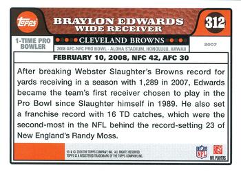 2008 Topps - Gold Foil #312 Braylon Edwards Back