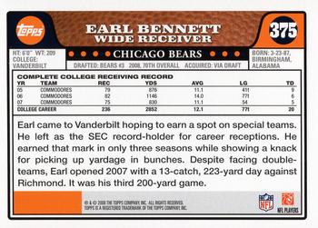 2008 Topps - Gold Foil #375 Earl Bennett Back