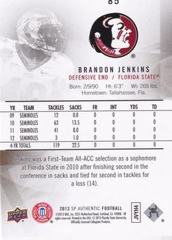 2013 SP Authentic #85 Brandon Jenkins Back