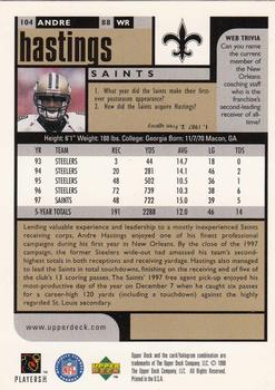1998 UD Choice Previews #104 Andre Hastings Back