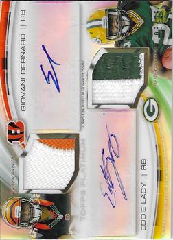 2013 Topps Platinum - Rookie Patch Autographs Dual #DADPBL Giovani Bernard / Eddie Lacy Front