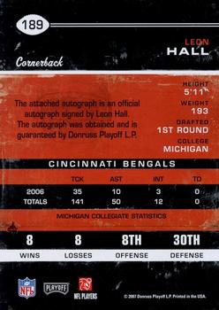 2007 Playoff Contenders #189 Leon Hall Back