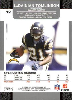 2007 Topps Co-Signers #12 LaDainian Tomlinson Back
