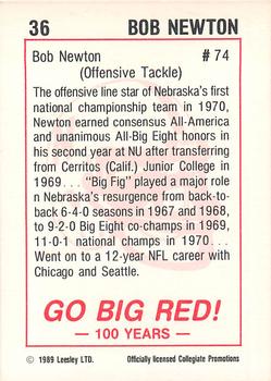 1989 Leesley Nebraska Cornhuskers 100 #36 Bob Newton Back