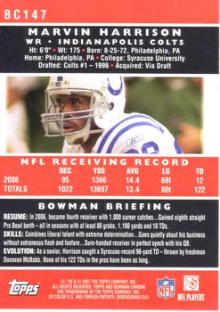 2007 Bowman Chrome #BC147 Marvin Harrison Back