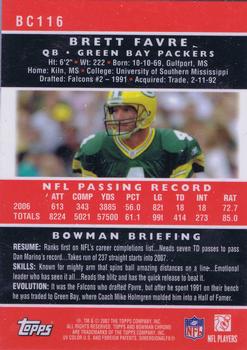 2007 Bowman Chrome #BC116 Brett Favre Back