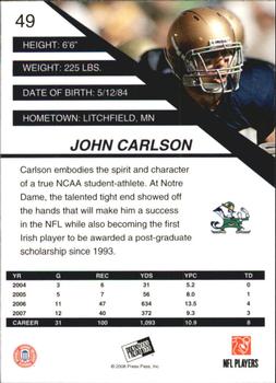 2008 Press Pass SE #49 John Carlson Back