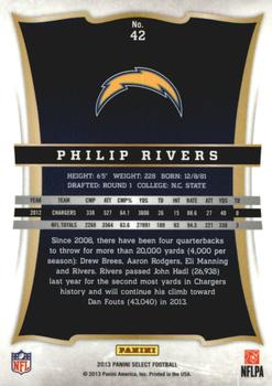 2013 Panini Select #42 Philip Rivers Back