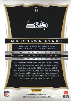 2013 Panini Select #94 Marshawn Lynch Back