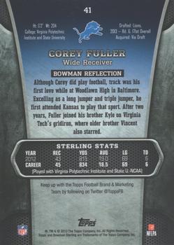 2013 Bowman Sterling #41 Corey Fuller Back