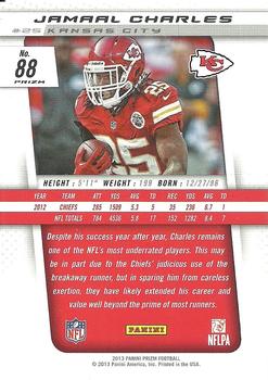 2013 Panini Prizm - Prizms Red Pulsar #88 Jamaal Charles Back