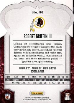 2013 Panini Crown Royale #80 Robert Griffin III Back