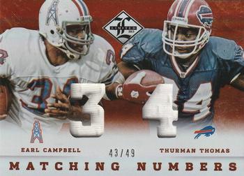 2013 Panini Limited - Matching Numbers #4 Earl Campbell / Thurman Thomas Front
