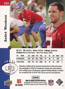 2008 SP Rookie Edition #154 Andre Woodson Back