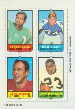 1969 Topps - Four-in-One #NNO Israel Lang / Bob Lilly / John Brodie / Jim Butler Front