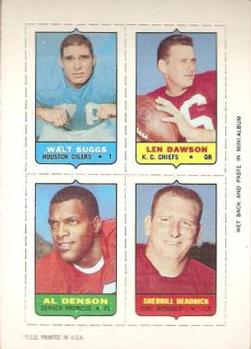 1969 Topps - Four-in-One #NNO Walt Suggs / Len Dawson / Al Denson / Sherrill Headrick Front