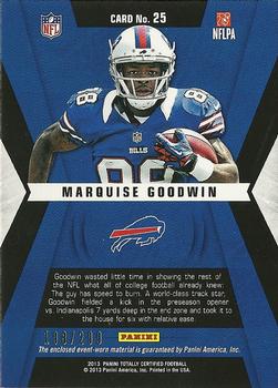 2013 Panini Totally Certified - Rookie Roll Call Materials #25 Marquise Goodwin Back