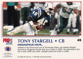1992 Pro Set Power #45 Tony Stargell Back