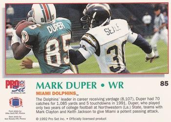 1992 Pro Set Power #85 Mark Duper Back