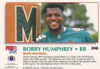 1992 Pro Set Power #246 Bobby Humphrey Back