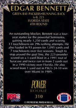 1992 Pro Set Power #310 Edgar Bennett Back