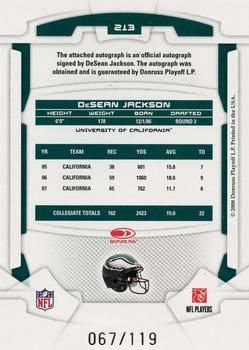 2008 Leaf Rookies & Stars #213 DeSean Jackson Back