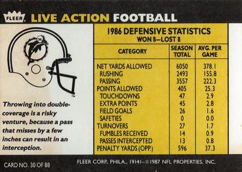 1987 Fleer Team Action #30 Acrobatic Interception Back