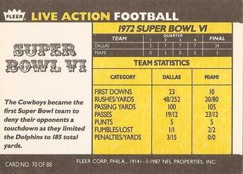 1987 Fleer Team Action #70 Super Bowl VI Back