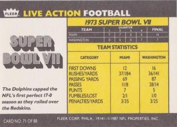 1987 Fleer Team Action #71 Super Bowl VII Back