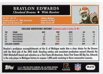 2005 Topps Turn Back the Clock #20 Braylon Edwards Back