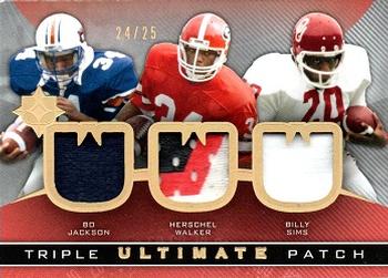 2013 Upper Deck Ultimate Collection - Ultimate Triple Patch #UJ3-JWS Bo Jackson / Herschel Walker / Billy Sims Front