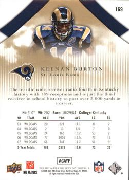 2008 Upper Deck Ultimate Collection #169 Keenan Burton Back