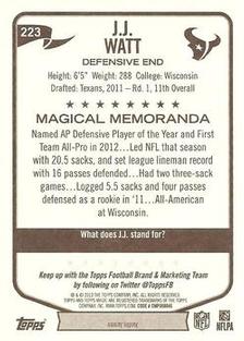 2013 Topps Magic - Mini #223 J.J. Watt Back