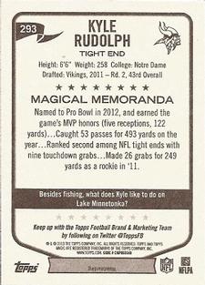 2013 Topps Magic - Mini #293 Kyle Rudolph Back