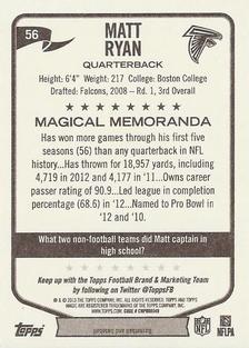 2013 Topps Magic - Mini Orange Border #56 Matt Ryan Back