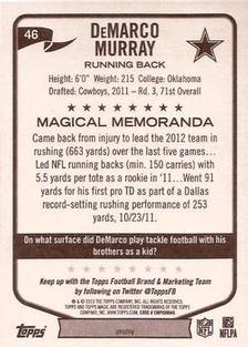 2013 Topps Magic - Mini Green Border #46 DeMarco Murray Back