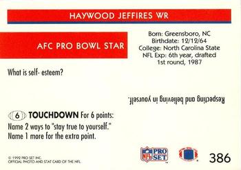 1992 Pro Set FACT Mobil #386 Haywood Jeffires Back