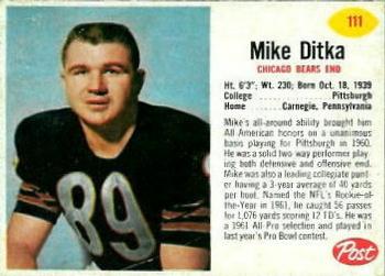1962 Post Cereal #111 Mike Ditka Front