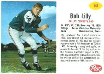 1962 Post Cereal #141 Bob Lilly Front