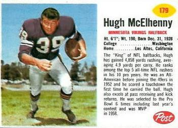 1962 Post Cereal #179 Hugh McElhenny Front